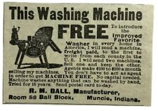 1900's 1903 Original Print Ad R. M. Ball Muncie Indiana IN Washing Machine  picture