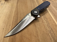 KIZER V3614C2 COMET FLIPPER KNIFE DENIM BLUE MICARTA & BRASS 154CM 2.87
