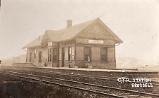 ~1908 GRAND TRUNK RAILWAY BRUSSELS STATION DEPOT ONTARIO CANADA RPPC POSTCARD picture