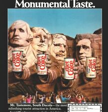 Diet Coke Mt Tastemore South Dacola Mount Rushmore Parody 1986 Vintage Print Ad picture