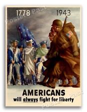 “Americans will always fight” 1943 Vintage Style World War 2 Poster - 24x32 picture