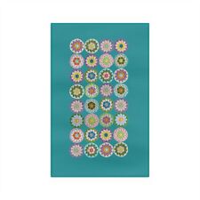 Retro Style Crochet Pattern Print Tea & Kitchen Towel Teal  picture
