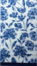 TWO Individual Paper Guest Decoupage Napkins - Blue Floral Garden 1308 picture
