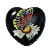 From Bottom of My Heart 1988 Heart Ceramic Trinket Butterfly Daisy Gift Stash  picture