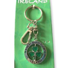 Souvenir of Ireland Lucky Shamrock Spinner Keyring Keychain picture