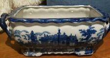 Stunning Rare Blue White Handled Chinoiserie Foot Bath Orchid Pot Planter 12” picture