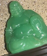 Smiling Buddha Green Jade VTG Small Statue Figurine 4 in. picture