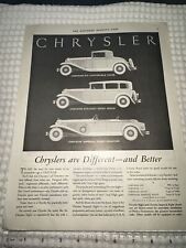 1931 ( PRINT AD )  Chrysler 11 X 13” Approx. “ Chryslers Are Different & Better” picture