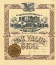American Security and Trust Co. - $100 Bond - Banking Bonds picture