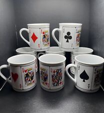 Vintage 70s Poker Coffee Cups Mugs. Set of 8. Royal Flush Deck of Cards by Jobar picture
