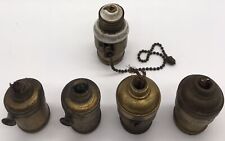 5 VINTAGE HUBBELL BRASS AND PORCELAIN LIGHT SOCKETS/PULL CHAIN. picture