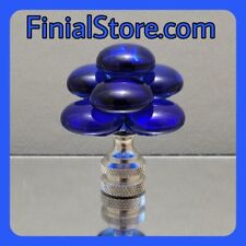 Cobalt Blue Clustered Glass Lamp Finials/Nickel Base-Abstract Custom Single Item picture