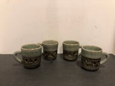 Set of 4 Vintage Otagiri Somayaki Somaware Coffee Cups Double Wall Japan Crackle picture