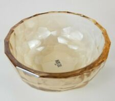 Oleg Cassini Amber Crystal Glass Trinket Dish / Bowl 4.25