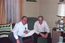 Two Older Men Sitting Living Room Smoking 1979 70s Vintage 35mm Slide picture