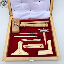 Masonic Working Tools Set Real Gold Plated Standard Full Size Natural Wooden Box picture