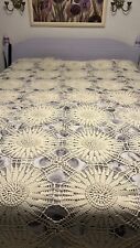 Vintage Hand Crocheted Bed Coverlet~Queen 89”x 94” picture