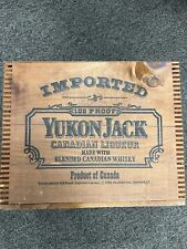 Vintage Yukon Jack 100 Proof Canadian Whiskey Liqueur Wood Box Crate Slide Lid picture