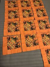Vtg. 1950 Set Of 13 Halloween Napkins / Witch, Cat,pumpkins, Haunted House picture