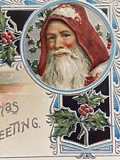 Old World Santa Antique Embossed Postcard PM 1914 Charles City IA picture