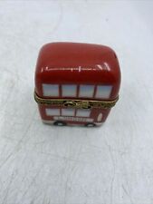 LIMOGES FRANCE  TRINKET BOX LONDON ~ RED DOUBLE DECKER BUS ~ HAND PAINTED  picture