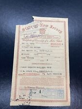 VINTAGE NEW JERSEY AUTO REGISTRATION , Mercury 1956 , Trenton May 6, 1959 As Is picture