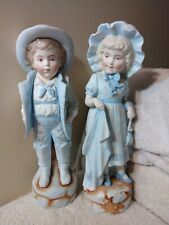 Antique German Bisque Porcelain Figurine Pair Boy Girl 16
