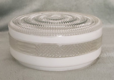 Vintage Pressed Glass Light Cover Ceiling Shade Lamp Clear & White Transfer picture