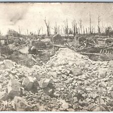 c1918 WWI Chaulnes, Somme, France RPPC War Torn Town Bombed to Hell Photo A163 picture