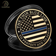 Police The Thin Blue Line Gold Challenge Coin picture