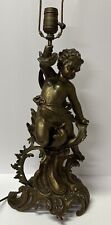 National Brass Iron Works NB & IW oil parlor piano lamp base putti cherub  picture
