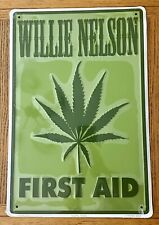 WILLIE NELSON - First Aid - Weed - Marijuana - 420 - Metal / Tin Sign - Embossed picture