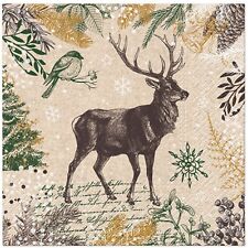 (2) Decoupage Paper Napkins Vintage Deer Animal Rustic Luncheon Napkin - TWO picture