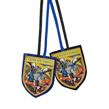 St. Michael Woven Cloth Scapular - Blue Shield picture