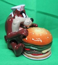 Looney Tunes Salt Pepper Shakers Taz Eating Burger 4” Tall Magnetic Tasmanian picture