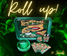 Green and White Men's Rolling Tray Set picture