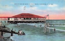 Charleston SC Folly Beach Fishing Pier Soldiers Mail to Nurse Vtg Postcard D58 picture