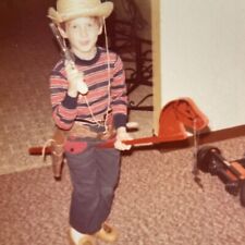 i3 Photograph Boy Cowboy Hobby Horse 1980's picture