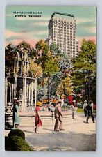 Memphis TN-Tennessee, Famous Court Square, Antique Souvenir Vintage Postcard picture