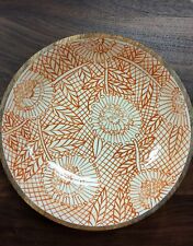 Opal House Mango Wood Footed Interior Orange Wild Flower Themed Serving Bowl picture