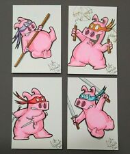 🐷 Original Sketch Card Set - Rupert as Teenage Mutant Ninja Pigs Junk.Food.Art picture