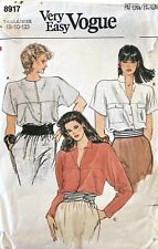 Very Easy Vogue 8917 Women’s Blouse Top Pattern Button Front Size 8-12 Uncut picture