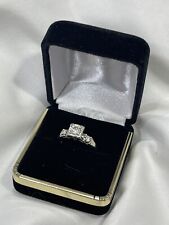 Vintage 14kt White Gold Natural Diamond Engagement/Wedding Ring Sz: 7 - c1950 picture