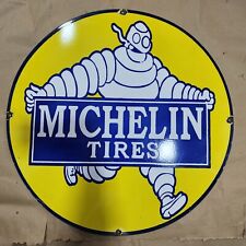 MICHELIN TIRES PORCELAIN ENAMEL SIGN 30 INCHES ROUND picture