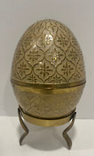 Vintage Decorative Brass Egg Trinket Box with Stand picture