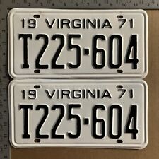 1971 Virginia truck license plate pair T 225 604 YOM DMV Ford Chevy Dodge P006 picture