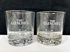 2 The Glenlivet 8 Oz Scotch Whiskey Rocks Glasses Texture Bar Bottom Design EUC picture