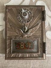 Vintage Brass Post Office PO Box Door Single Dial Flying Eagle Painted # 6843 picture