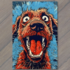 POSTCARD: Crazy Barking Dog - Expressive Illustration in Oil Paint picture