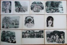 Risque 1902 SET OF TEN French Fantasy Postcards: Women, Nymphs, Seasons, Bathing picture